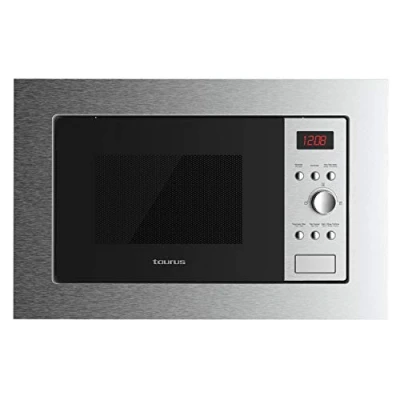 Image de Taurus MO20IXD Micro ondes numérique encastrable 20 L Capacité 800 W Grill 1000 5 niveaux de puissance Bouton démarrage rapide 8 menus automatiques Minuterie jusqu&#039;à 35 min Installation facile Inox