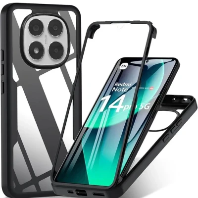 Image de Coque pour Xiaomi Redmi Note 14 Pro 5G (pas 4G) Protection 360 Noir E.F.Connection®