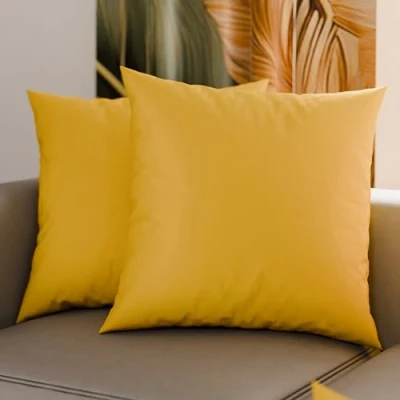 Image de PETTI Artigiani Italiani Lot de 2 Taies d&#039;oreiller Lit 45x45 cm, Housses Coussin Unies Couleur Jaune Ocre, Taie Oreiller 100% Microfibre Hypoallergénique, Fabriqué en Italie