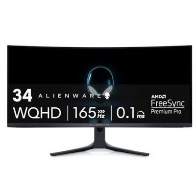 Image de Dell Alienware Écran de jeu QD OLED incurvé 34&quot; AW3423DWF, système d&#039;éclairage AlienFX, temps réponse 0,1 m, antireflet,