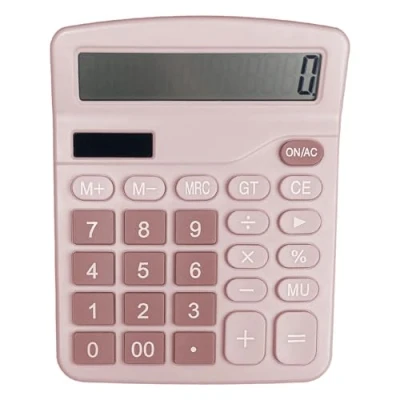 Image de Gvolatee Calculatrice, Calculette de Bureau Solaire Grand Écran LCD à 12 Chiffres, pour Bureau, Maison et École,Mini Calculatrice Fonction Standard, avec Grands Boutons, Rose