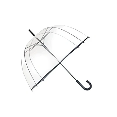 Image de SMATI Parapluie Long Transparent forme Cloche ; Classique et basic Ouverture automatique Diamètre=85cm Femme Couleur liseré NOIR