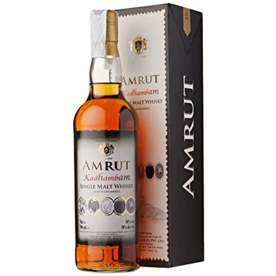 Image de AMRUT Kadhambam Single Malt Whisky 50% Alcool Origine : Inde Notes de Vanille &amp; Ananas A déguster pur 70 cl
