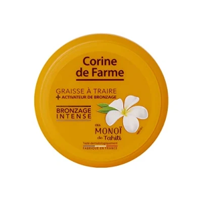 Image de Corine de Farme Graisse à Traire, Huile Bronzante + Activateur Bronzage Teint Hâlé Sans Autobronzant Monoï Tahiti, Parfum des Îles Pot 150 ml