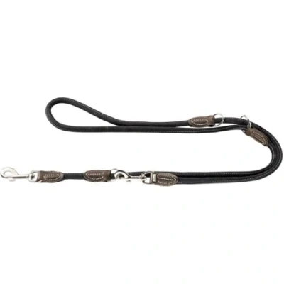 Image de HUNTER Round and Soft Hunting Laisse réglable en Cuir Souple et Robuste pour Chien Noir 1,0 x 200 cm