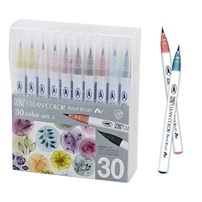 Image de Kuretake ZIG Clean Color Real Brush 30 Smoky colors set, Aquarelle Pen, RB 6000AT/30VA