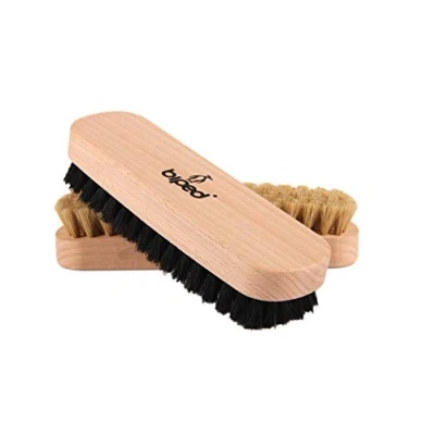 Image de biped Ensemble de 2 pièces Brosse à Chaussures en Bois hêtre avec des soies Naturelles pour Le Nettoyage ou Poli z2345 (1 x Brillant / 1 Sombre)