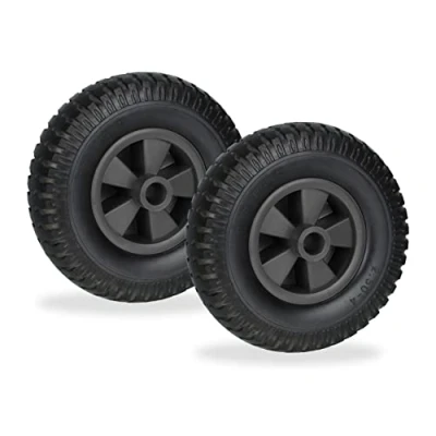 Image de Relaxdays Roue de brouette, lot 2, 2.50 4, Caoutchouc PU, Jante PP, increvable, Charge maximale : 80 kg, Noire