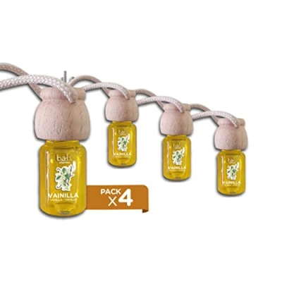 Image de Bali Fragrances Lot de 4 Désodorisants Voiture Vanille 6 ml 0% alcool, absorbe les mauvaises odeurs votre véhicule