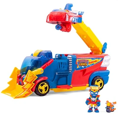 Image de SuperThings Rescue Truck with an extendable Ladder and a Detachable Ship. Includes 1 Exclusive Kazoom Kid SuperThing. Lights Sound Effects