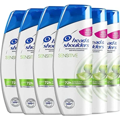 Image de Head &amp; Shoulders Shampooing Antipelliculaire Et Soin Sensitive, Jusqu’à 100% Des Pellicules Éliminées, Cliniquement Prouvé, Testé Sous Contrôle Dermatologique, 6x270 ml