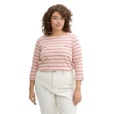 Image de TOM Tailor PLUS SIZE MIT Streifenmuster Tshirt à manches longues, Femme, Taille: 46, Multicolor regular stripe
