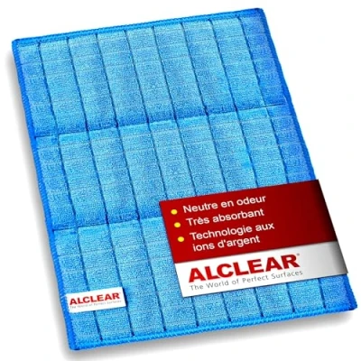 Image de ALCLEAR 950017 Torchon Antibactérien Ultra Microfibre Antibak avec Argent, Couleur : Bleu, 17 X 23 cm, Non Pelucheux, Marque Allemande