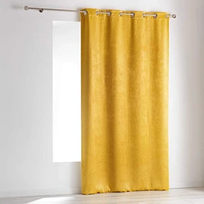 Image de douceur d&#039;interieur OPACIA Rideau à œillets, Polyester, Jaune, 140 cm x 240