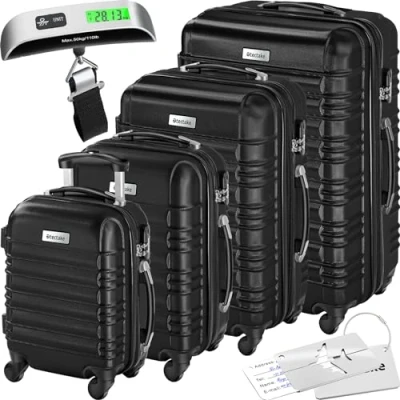 Image de TecTake® Set de Valise Voyage 4 Tailles Grande Taille Cabine Petite Sacs Maternité ABS avec roulettes Pivotantes 360 Cadenas Poignée télescopique