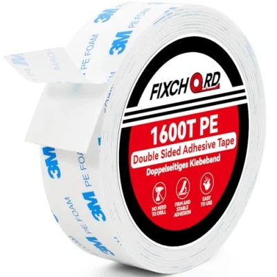 Image de FIXCHORD 3M 1600T Ruban Adhésif double Face Extra Fort, face, de Montage Pour Intérieur et Extérieur, Mousse PE, Étanche, Fixation d&#039;Objets 3m*30mm