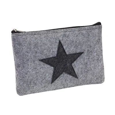 Image de Porte monnaie élégant en feutre avec fermeture Éclair, peut aussi servir de trousse à crayons et toilette, gris (Gris) FS M