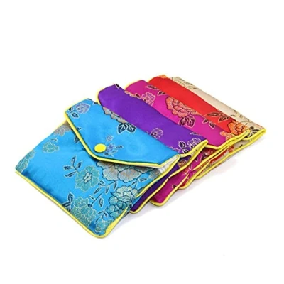 Image de NC 10Pcs 8 * 10 cm Bijoux Pochette en Soie Cadeau Sacs à brodée Porte Monnaie Brocart Fermeture éclair Cadeaux