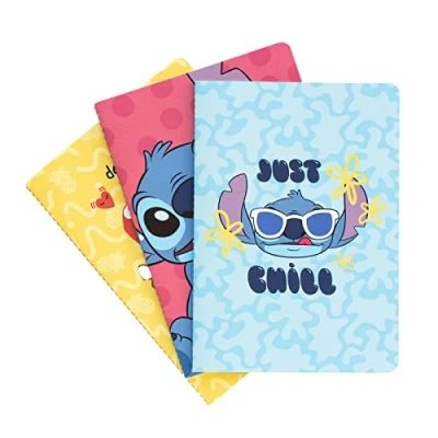Image de Grupo Erik Lot de 3 Carnets Disney, Lilo &amp; Stitch Carnet Notes A5, Notebook, Voyage, Recettes, Journal Intime