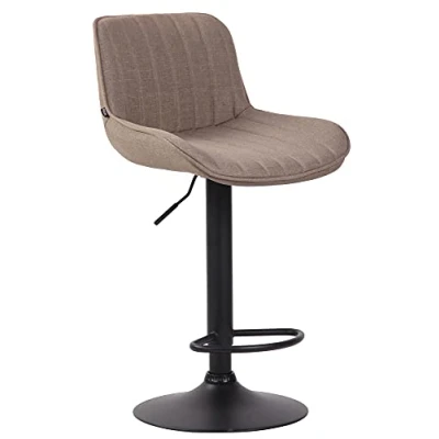 Image de CLP Tabouret De Bar Lentini en Tissu I Chaise Haute Bistrot avec Repose Pieds Hauteur Réglable Pivotant Siège Matelassé, Couleur:Taupe, Couleur du Cadre:Noir