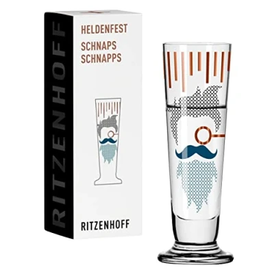Image de Ritzenhoff 1061010 Verre à liqueur 40 ml Série Heldenfest, Motif n 10 Barber Rond et multicolore Fabriqué en Allemagne