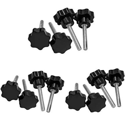Image de 12pcs Bouton de Serrage en Forme D&#039;étoile Plastique M6 x 40 mm,Bouton Etoile Fil Vis Poignée Étoile Fixations Noir