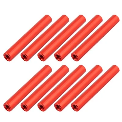 Image de sourcing map 10Pcs M3 x 35mm Rond Aluminium Colonne Alliage Entretoise Espace Goujon Fixation pour Quadcopter Rouge