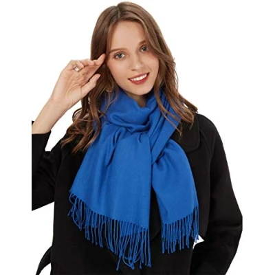 Image de Foulard echarpe xxl printemps Femme Homme 200 * 70CM Hiver Touché Soyeux Multi Couleur Elégant Châle Doux pour Mariage Party Soiree, Royal Bleu, Taille unique