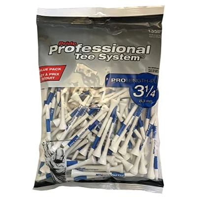Image de Pride Professional Tee System, Golf Pro Length Plus 3 1/4&quot;, 135 Count,White/Blue