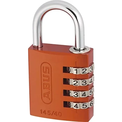 Image de ABUS Cadenas à combinaison 145/40 Orange pour valises, casiers et bien plus encore. en aluminium code numérique réglable individuellement niveau de sécurité 4