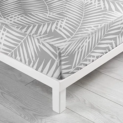 Image de douceur d&#039;intérieur, Drap Housse (140 x 190 cm) Botania Gris, 100 % Coton
