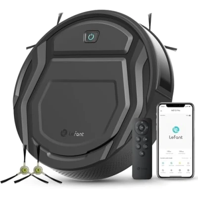 Image de Lefant Aspirateur Robot 2200 Pa, sans enchevêtrement, 7,8 cm Ultra Fin, Auto chargeant, Wi FI/App/Alexa, 120 Minutes, 6 Modes de Nettoyage, idéal pour Les Poils d&#039;animaux, sols durs M210 Pro