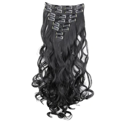 Image de CAISHA XXL 45 cm 8 Pièces Jeu Clip In Extensions De Cheveux Postiche Volumineux Ondulé Noir CES1 1