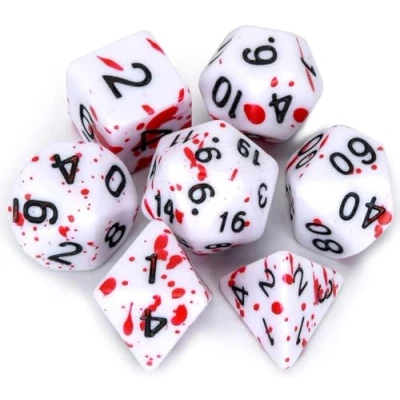Image de FLASHOWL Ensemble de dés D&amp;D avec Jet irrégulier Points Rouges sanglants Jeu rôle polyédrique D20 Lot 7 Donjons et Dragons (Rouge)