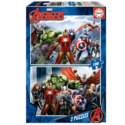Image de Educa 2 Puzzles per Enfant De 100 Pièces, Deux Fois Plus Plaisir Avengers. Recommandé Ã Partir 6 Ans (15771)