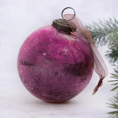 Image de Arthur Cameron Boule de Noël en verre craquelé à suspendre (10,2 cm, mûre)