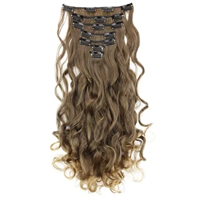 Image de CAISHA XL 45cm 7 Pièces Jeu CLIP IN Extensions De Cheveux Postiche Ondulé Blond Brun CE23 1
