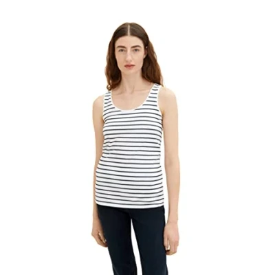 Image de TOM TAILOR 1036260 Top Femme ,32082 Offwhite Navy Stripe ,XL
