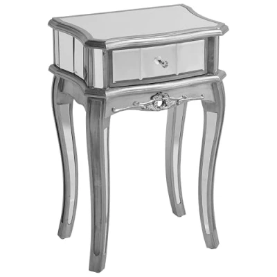 Image de Petite Table Console Argentée Effet Miroir en Verre et MDF avec Tiroir de Style Glamour pour Intérieur Classique, Vintage ou Moderne Beliani