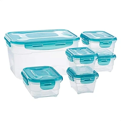 Image de Amazon Basics Lot de 6 boîtes conservation hermétiques, Transparent
