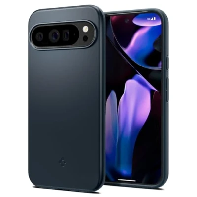 Image de Spigen Thin Fit Coque Compatible avec Google Pixel 9 Pro XL [0,07 Pouces Silhouette] Ardoise Métallisée