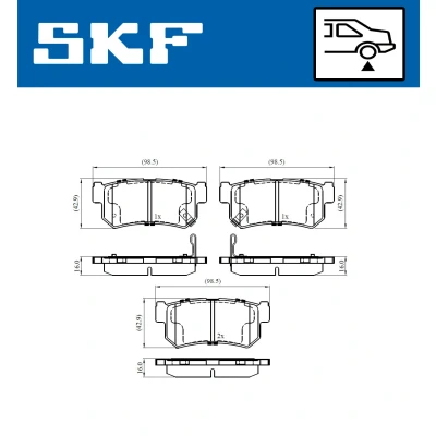 Image de SKF VKBP 90576 A Jeu de plaquettes frein avec indicateur d&#039;usure SSANGYONG: Rexton / 2, Kyron, Musso SUV