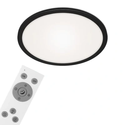 Image de BRILONER Leuchten Panneau LED, plafonnier à intensité variable, télécommande incluse, contrôle de la température couleur, veilleuse, 24 Watts, 2.200 lumens, blanc noir, Ø40cm