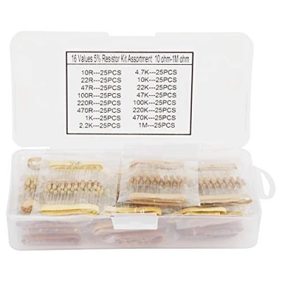 Image de 400 pièces 1/2W 16 valeurs kit d&#039;assortiment de résistances en carbone 10ohm 1Mohm ensemble assorti haute précision pour équipement électronique
