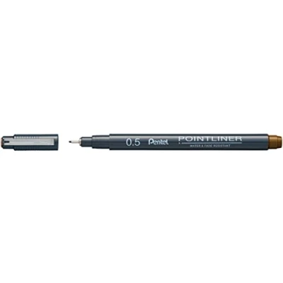 Image de Pentel Arts Pointliner S20P Feutre Technique encre à pigments, Pointe calibrée 0,5 mm, Sépia, Lot de 12
