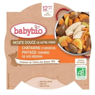 Image de Babybio Patate Douce Châtaigne D&#039;ardèche Pintade Fermière DE NOS Régions dès 12 mois