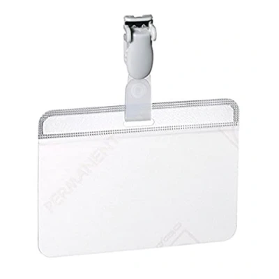 Image de Durable 814919 Porte badge Autocollant Autoplastifiable Fixation par Clip Plastique pour Insertion Format 54 x 90 mm Transparent Boîte de 25
