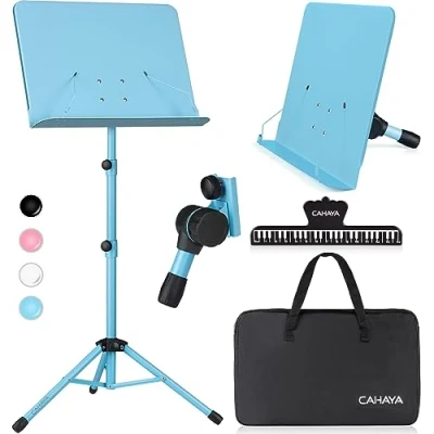 Image de CAHAYA Pupitre pliable en métal réglable hauteur et support de table 2 1 double usage avec sac transport étanche CY0194 3 Bleu