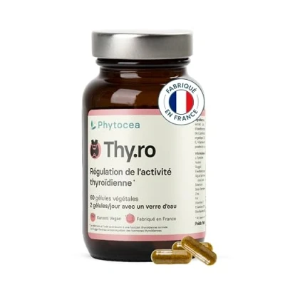 Image de Phytocea Thy.Ro Complément alimentaire, régulation optimale de la Thyroïde Sélénium, Zinc, Bêta carotène, Fer, Vitamines E, B1, B2, B6 Vegan, Extraits Végétaux BIO Fabriqué en France