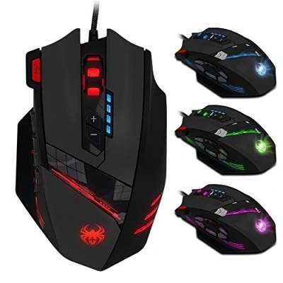 Image de zelotes Souris Gaming pour PC,Souris Gamer Filaire Haute Performance,12 Boutons Programmables,4000DPI Ergonomique USB,Noire